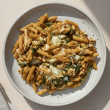 Pasta de pavo al horno con espinacas y berenjenas