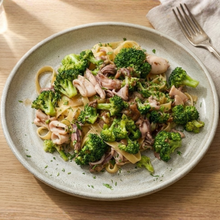 Linguini de calamares con limón y brócoli